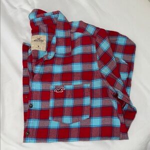 Hollister Red and Blue Plaid Shirt
